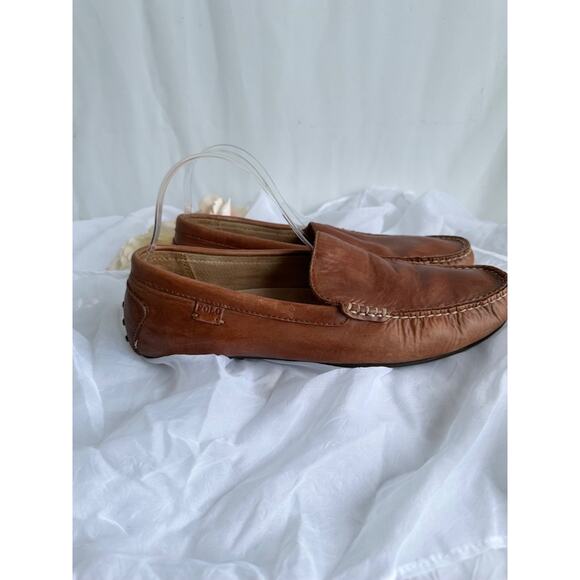 POLO Ralph Lauren Mens 11 D WOODLEY Driving Loafers Moccasins Brown Leather - Picture 3 of 11